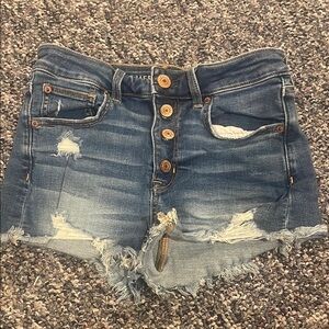 American Eagle Blue Jean Shorts Distressed High-Waisted
